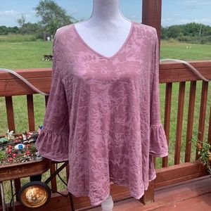 Cato Velvet Print Long Sleeve Top